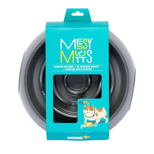 Messy Mutts 628043608283 3 Cup Dog Slow Feeder Speckled - Gray
