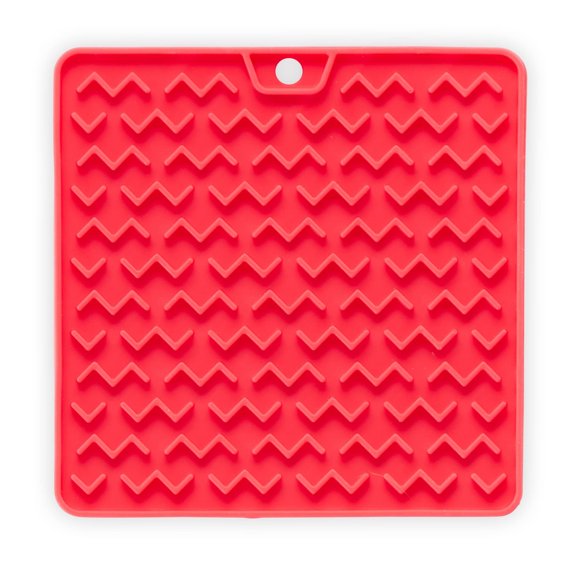 Messy Mutts & Cats Silicone Reversible Interactive Feeding and Licking Mat | 5.5” x 5.5” | Slow Feeder for Boredom & Anxiety | Lick Pad for Cats & Small Dogs | Watermelon