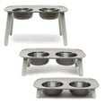 thumbnail image 1 of Messy Mutts Elevated Double Feeder with Stainless Bowls | Adjustable Height 3”, 5”, or 10” | Adjustable Standing Feeder for Dogs | 5 Cups per Bowl | Dark Grey, 1 of 5
