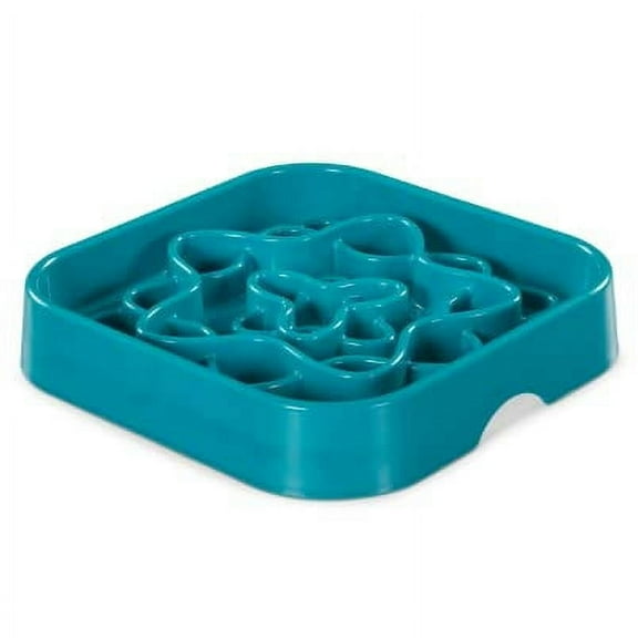 Messy Mutts Interactive Square Slow Feeder | Blue (8 Cup) | 11” x 11” Square Puzzle Slow Feeder for Dogs | Enrichment Food Dish for Slow Eating, Bloating
