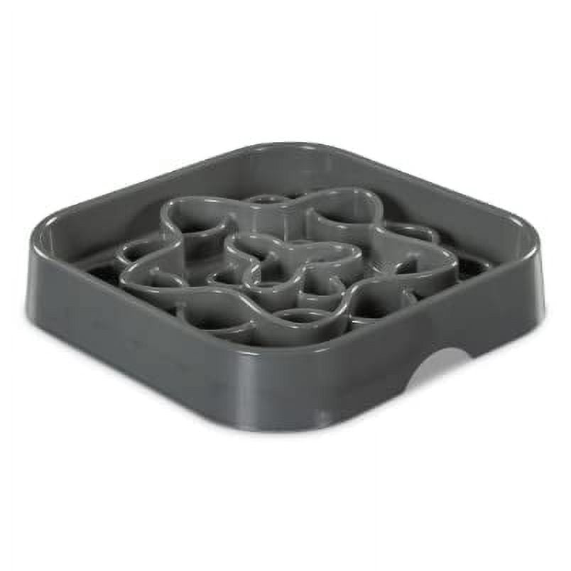 Messy Mutts Interactive Square Slow Feeder | Cool Grey (8 Cup) | 11” x 11” Square Puzzle Slow Feeder for Dogs | Enrichment Food Dish for Slow Eating, Bloating