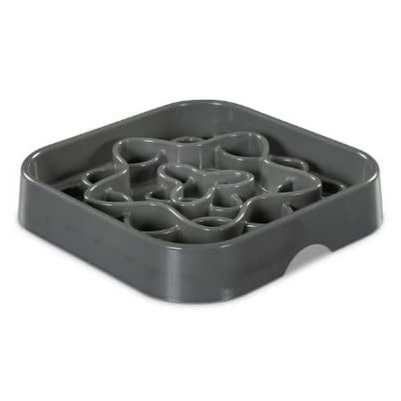 Messy Mutts Interactive Square Slow Feeder | Cool Grey (8 Cup) | 11” x 11” Square Puzzle Slow Feeder for Dogs | Enrichment Food Dish for Slow Eating, Bloating
