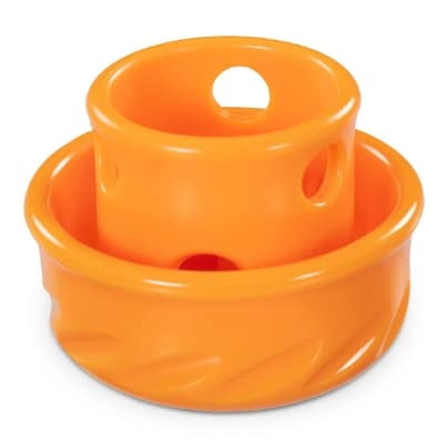 Messy Mutts Totally Pooched Puzzle 'n Play Mushroom (Small) | Interactive Treat Puzzle Toy for Dogs | Durable 3.25”” x 2.5” TPR Dog Toy | Orange