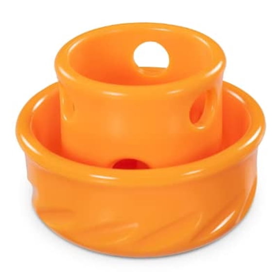 Messy Mutts Totally Pooched Puzzle 'n Play Mushroom (Small) | Interactive Treat Puzzle Toy for Dogs | Durable 3.25”” x 2.5” TPR Dog Toy | Orange
