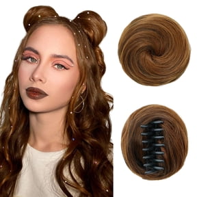 Messy Space Bun Hair Pieces 2PCS Mini Claw Clip Fake Hair Extensions Updo Hair Accessories for Women Girls