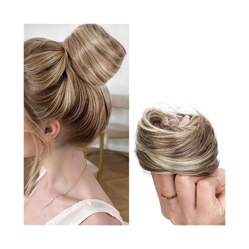 Messy Straight Hair Bun Synthetic Hair Scrunchy Elastic Hair Pieces for Women