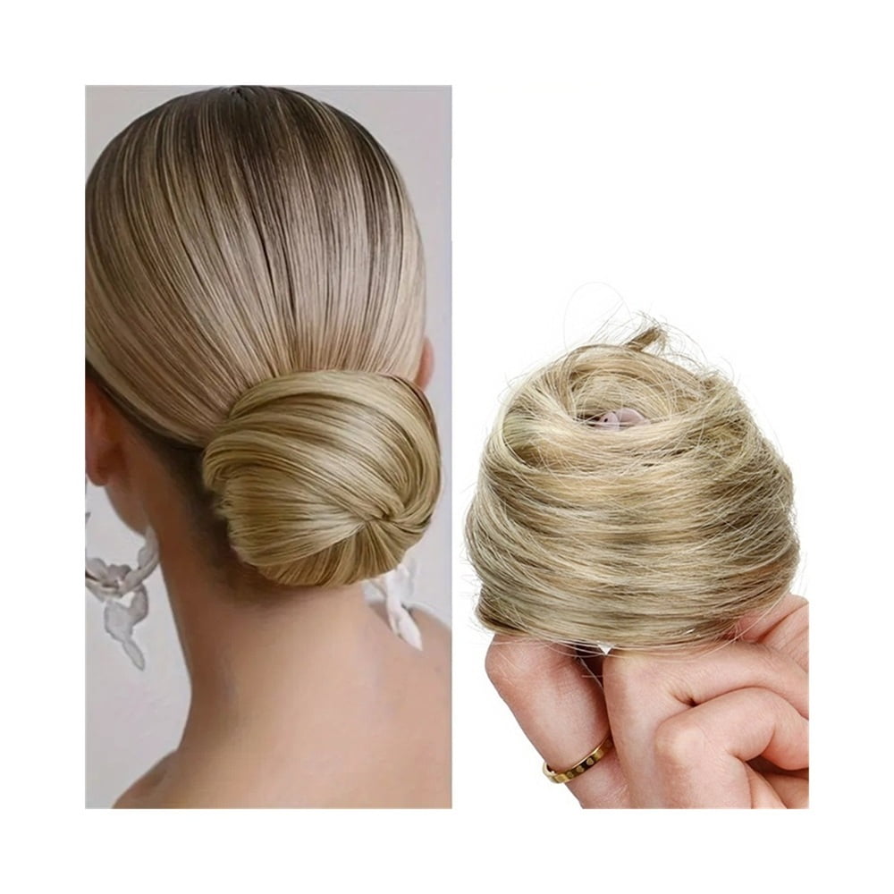 Messy Straight Hair Bun Synthetic Hair Scrunchy Elastic Hair Pieces for Women
