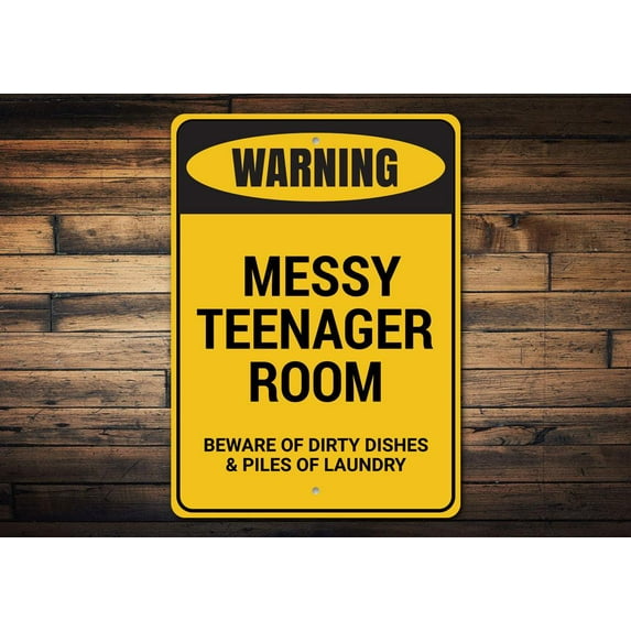 Messy Teenager Novelty Sign, Metal Wall Decor - 10x14 inches