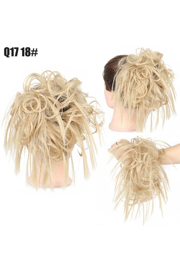 Messy fluffy curly hair ring high temperature silk - Synthetic Messy Scrunchies Hair Updo Hairpiece - Curly Elastic Band Fiber, Soft - Looking Fake Hair, Perfect for Halloween, Parties, Weddings Wed