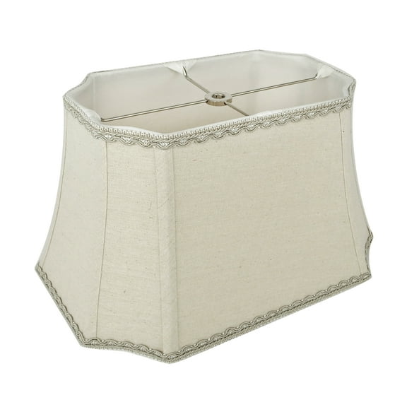 Mestar Decor Bell Rectangle Cut Corner Linen Lampshade with Lace Trim 10/6x14/10x10 (Spider)