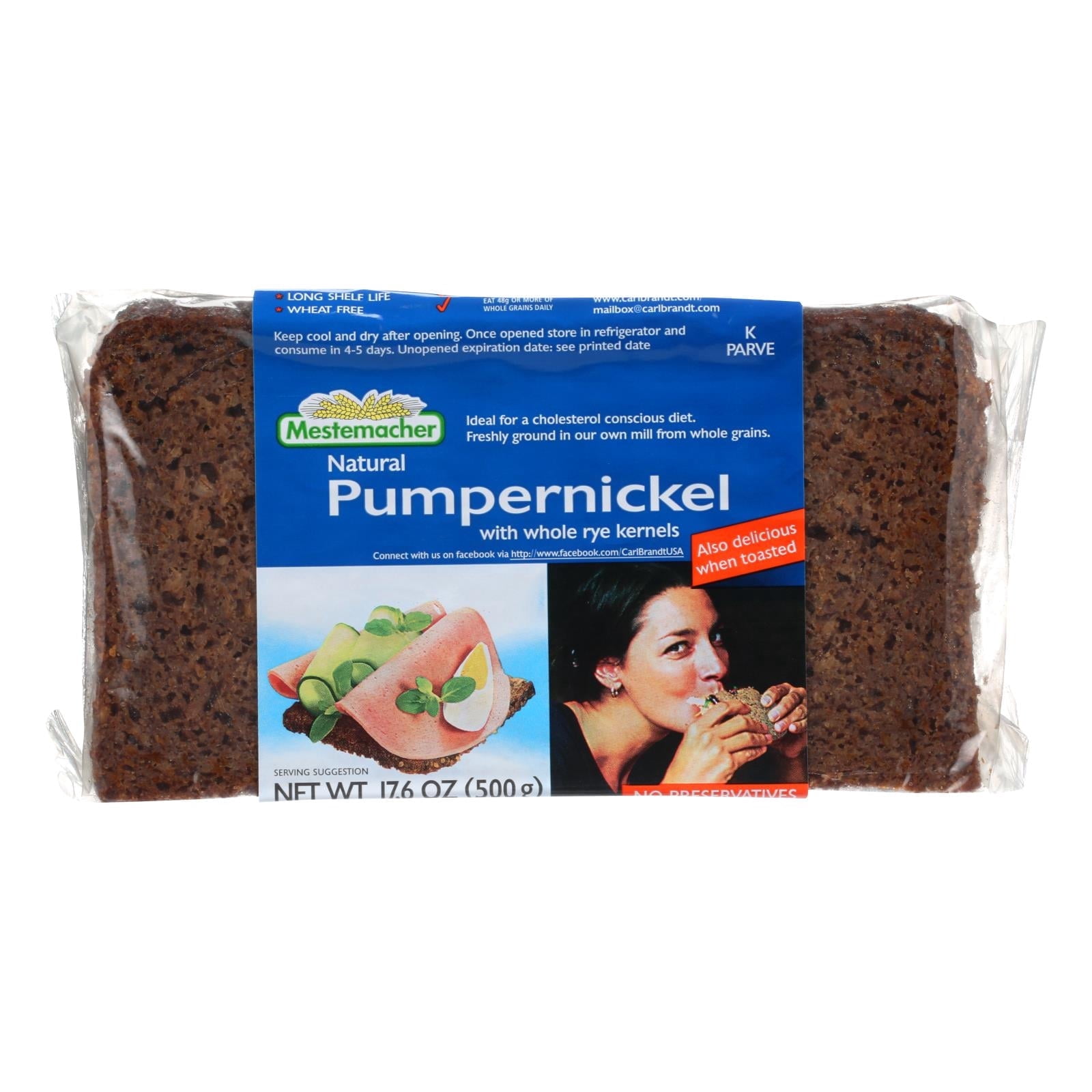MESTEMACHER - Whole Grain Pumpernickel Bread with Rye Kernels - 17.6 oz, Case of 12