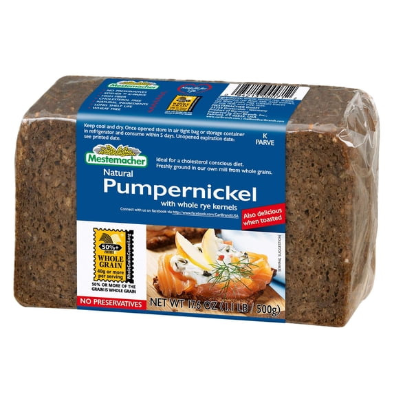 Mestemacher Natural Pumpernickel With Whole Rye Kernels, 17.6 oz