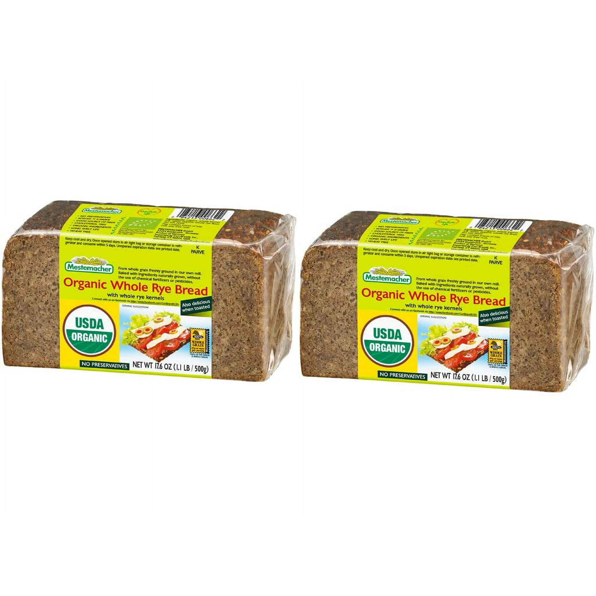 Mestemacher Whole Grain Bread CI30 Whole Rye, 17.6 oz, pack of