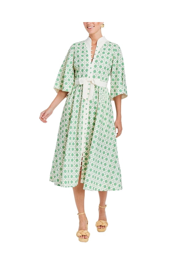 womens  Carmen Linen-Blend Midi Dress, 2