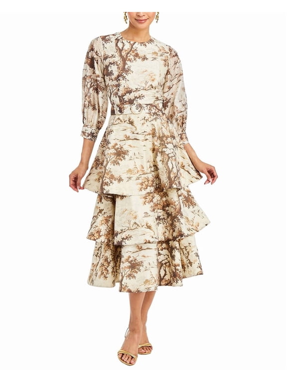 womens Rhonda Convertible Linen-Blend Midi Dress, 4