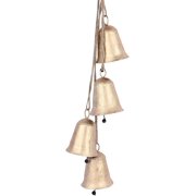 Mesubari Handmade Decorative Cow Bells Set of 4   27 inches Rustic Metal Wind Chime with Jute Rope for Home, Garden & Christmas Decor