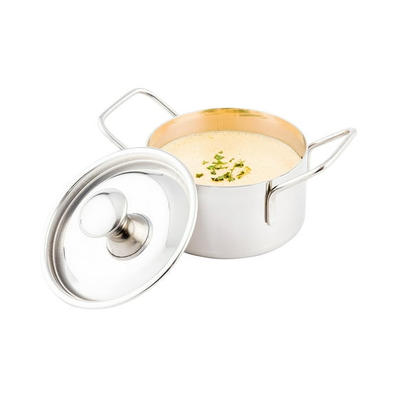 Met Lux 16 oz Copper Stainless Steel Large Individual Casserole Pot - with Lid - 6 1/2" x 4 1/2" x 3" - 1 count box