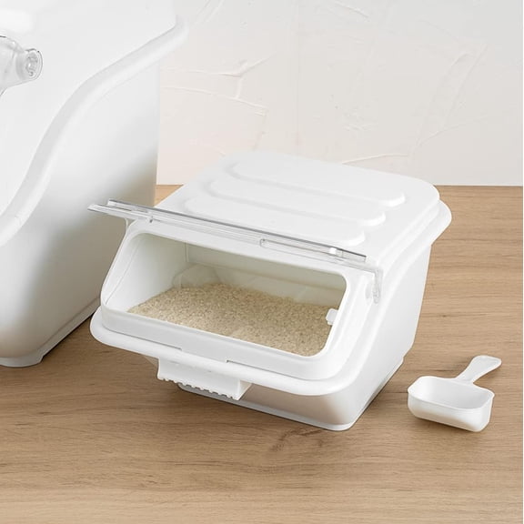 Met Lux 2.6 Gallon Ingredient Bin 1 With Lid Food Storage Bin - With Measuring Scoop Stackable White Plastic Commercial Flour Bin Easy Access For Kitchen Or Storage