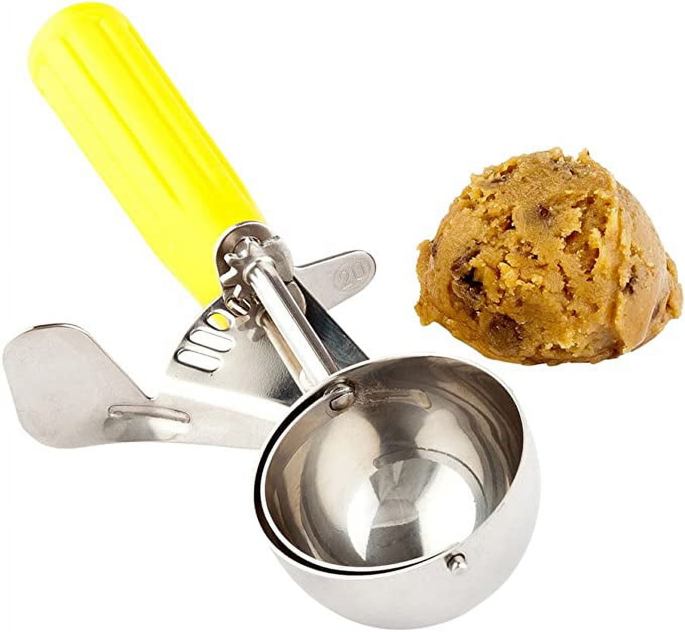 Portion Scoop - #20 (1.52 oz) - Disher Scoop, Cookie Scoop, Food Scoop -  Portion Control - 18/8 Stainless Steel, Yellow Handle