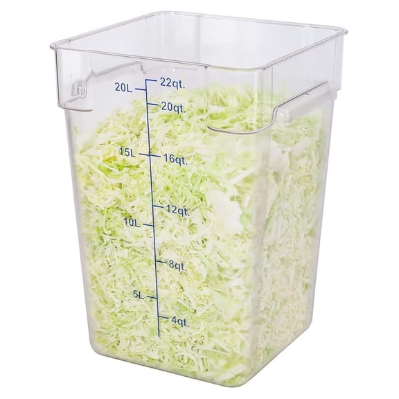 Met Lux 22 Quart Bucket, 1 Square Marinating Container - With Volume Markers, Built-In Handle, Clear And Blue Plastic Dough Rising Bucket, Freezer-Safe, Lid Sold Separately