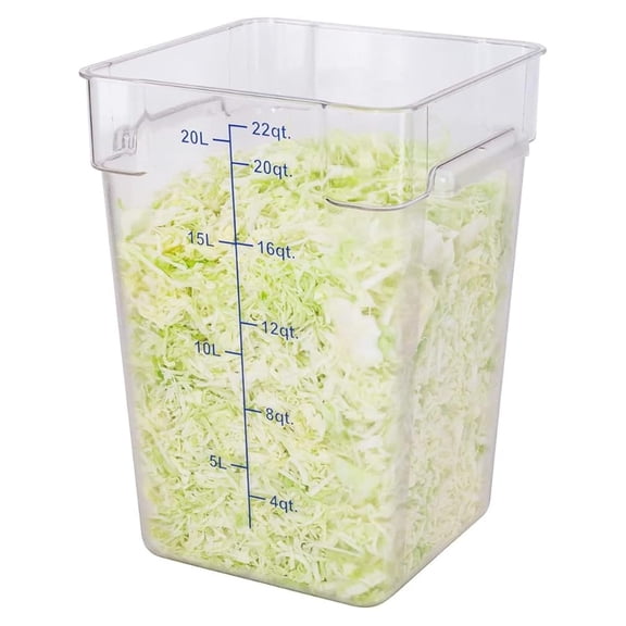 Met Lux 22 Quart Bucket, 1 Square Marinating Container - With Volume Markers, Built-In Handle, Clear And Blue Plastic Dough Rising Bucket, Freezer-Safe, Lid Sold Separately