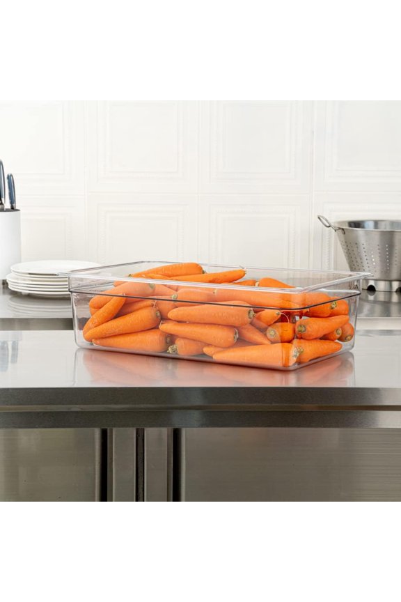 Met Lux 6 Inch Deep Food Pan - Full Size Commercial Storage Container, Clear Plastic Dishwasher Safe Freezable for Kitchens Restaurants