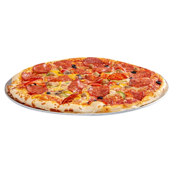 Restaurantware 18 Inch Pizza Tray - Aluminum Pizza Pan - Large Serving Tray - Commercial Rolled Rim Design - Silver
