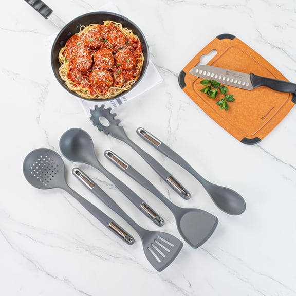 Met Lux Kitchen Utensil Sets, 10 Silicone Utensil Sets- 6 Pieces Per Set, High-Heat Tolerance, Dark Gray Silicone Kitchen Utensils, For No-Stick Cookware -