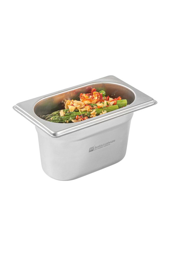 Met Lux Rectangle Stainless Steel Full Size Steam Table Pan 4 Inch Deep - Anti Jam, Collapsible Handles - 1 count box