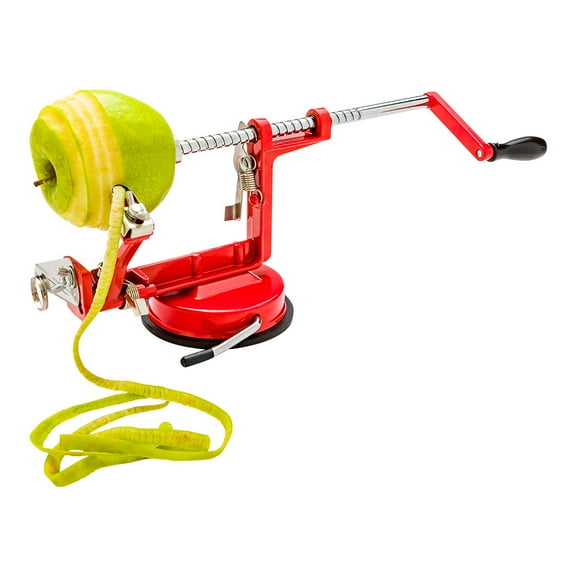 Met Lux Red Manual Apple Peeler / Slicer / Corer - Professional, Stainless Steel Blade - 11 3/4" x 4 1/4" x 5 1/4" - 1 count box