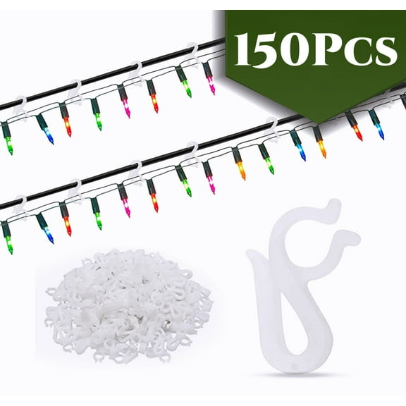 Christmas Light Clips Hooks Gutter Light Hooks Plastic for String Lights Holiday Outdoor Hanging Lights White 150 Pcs