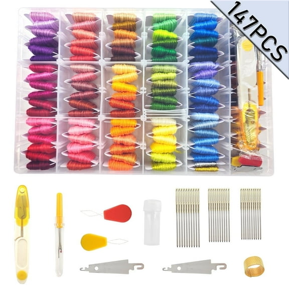 Embroidery Floss Kits Friendship Bracelet String Kit with Organizer Box for Halloween Christmas Birthday 147 Pieces