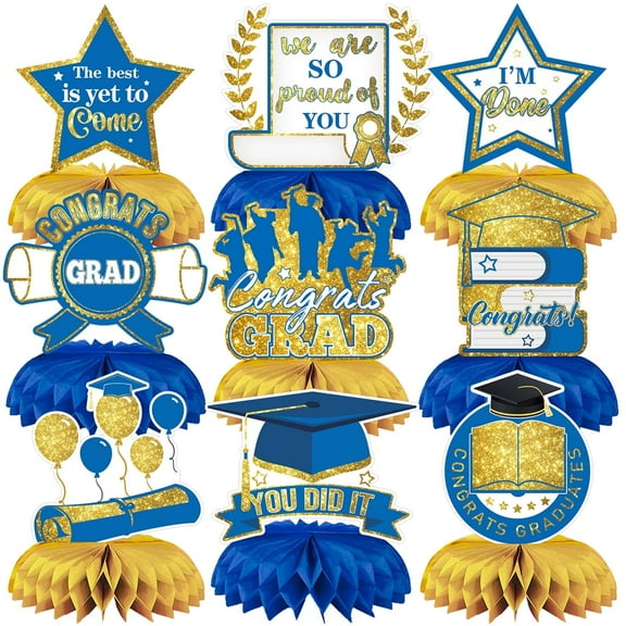 MetMetalrt Graduation Celebration Graduation Theme Party Decorations Honeycomb Centerpiece, 9 Pieces