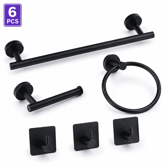 Bathroom Hardware Set Stainless Steel Bathroom Towel Rack Set Toilet Paper Holder for Bathroom Wall Mounted 6PCS