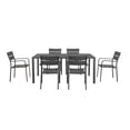 thumbnail image 1 of Benjara Meta 22 Inch 6 Piece Dining Chair Set, White Aluminum Frame, Stackable, 1 of 5