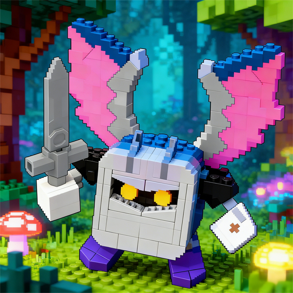 Meta Knight Building Blocks Set | MOC Kirby Character Model | DIY Assembly Brick Toy | Gift for Kirby Fans