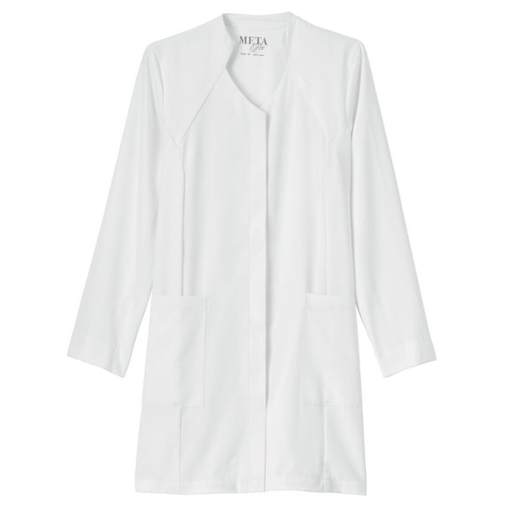 Meta Ladies Stretch Labcoat 35" Stand Up Collar White