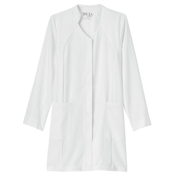 Meta Ladies Stretch Labcoat 35" Stand Up Collar White