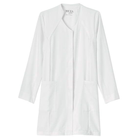 Meta Ladies Stretch Labcoat 35" Stand Up Collar White