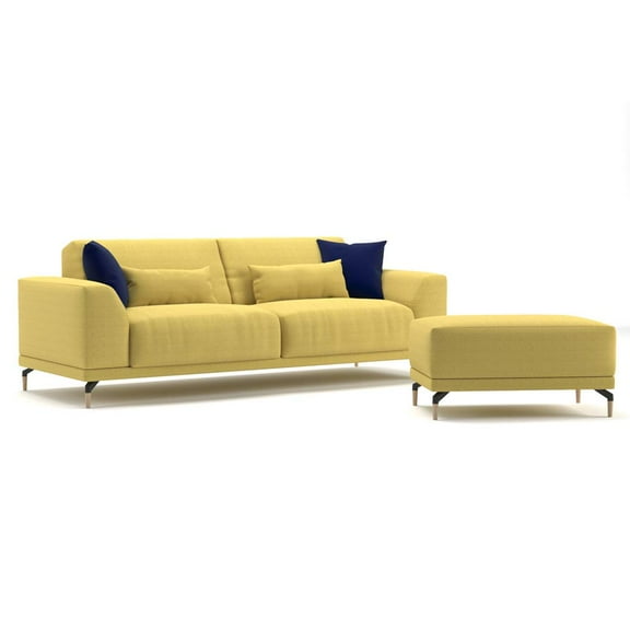 Meta Modern Sofa with 4 Pillow Set and Pouf Ottoman