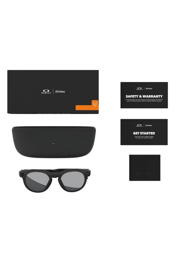 AI Smart Meta HSTN Sunglasses with Charging Case, Black/Prizm Black Polarized, Size 51