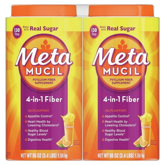 Meta Psyllium 4in1 Fiber Supplement Powder, Orange, 55 oz., 2 pk.