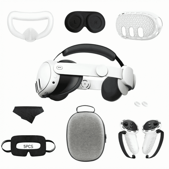 Meta Quest 3 9-in-1 Silicone Accessory Kit Hard EVA Storage Case with Full Silicone Protective Shell & Lens Dust Cover for VR Headset