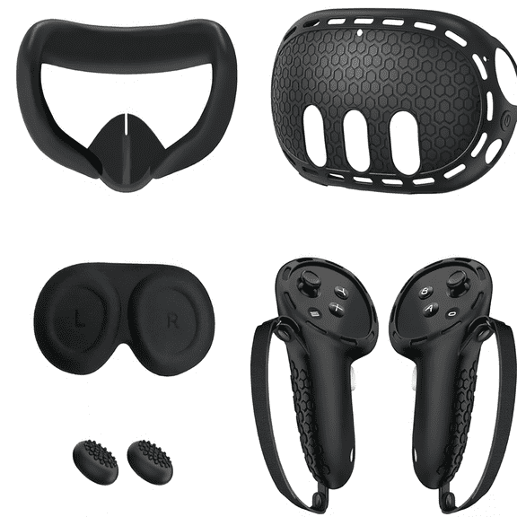 Meta Quest 3 Silicone VR Protective Cover Set Includes VR Headset Shell Cover Controller Grips Cover Silicone Face Pad Cover VR Accessorie