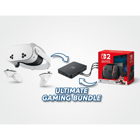 Meta Quest 3S 128GB & Nintendo Switch 2 Mario Kart Bundle + 4K Capture Card – Play Console Games on Massive Virtual Cinema Screen, All-in-One Cross-Reality Gaming Kit for Streaming & VR