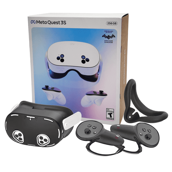 Meta Quest 3S 256GB All-In-One VR Headset for 2025-2026 Holiday Bundle, Touch Controllers, 120Hz Display, 3D Audio, Face & Lens Covers,Protective covers, Controller Grips