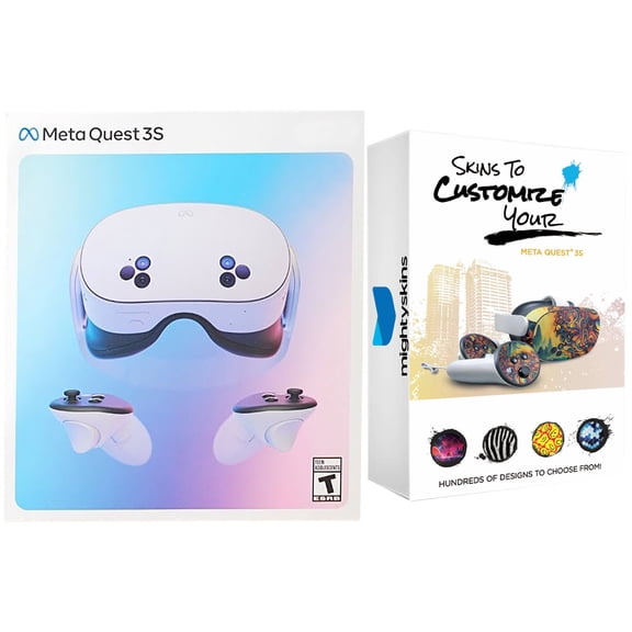 Meta Quest 3S 256GB Virtual Reality VR Headset with MightySkins Custom Skin Code