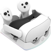 Meta Quest 3S/3/2 Charging Dock, RGB Light Charging Station, VR Glasses Accessories with Stand for Headset & Controller