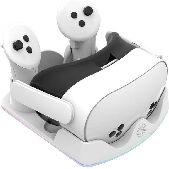 Meta Quest 3S/3/2 Charging Dock, RGB Light Charging Station, VR Glasses Accessories with Stand for Headset & Controller