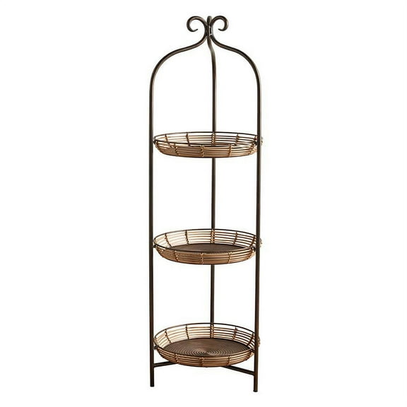 Meta/Rattan Corner Shelf